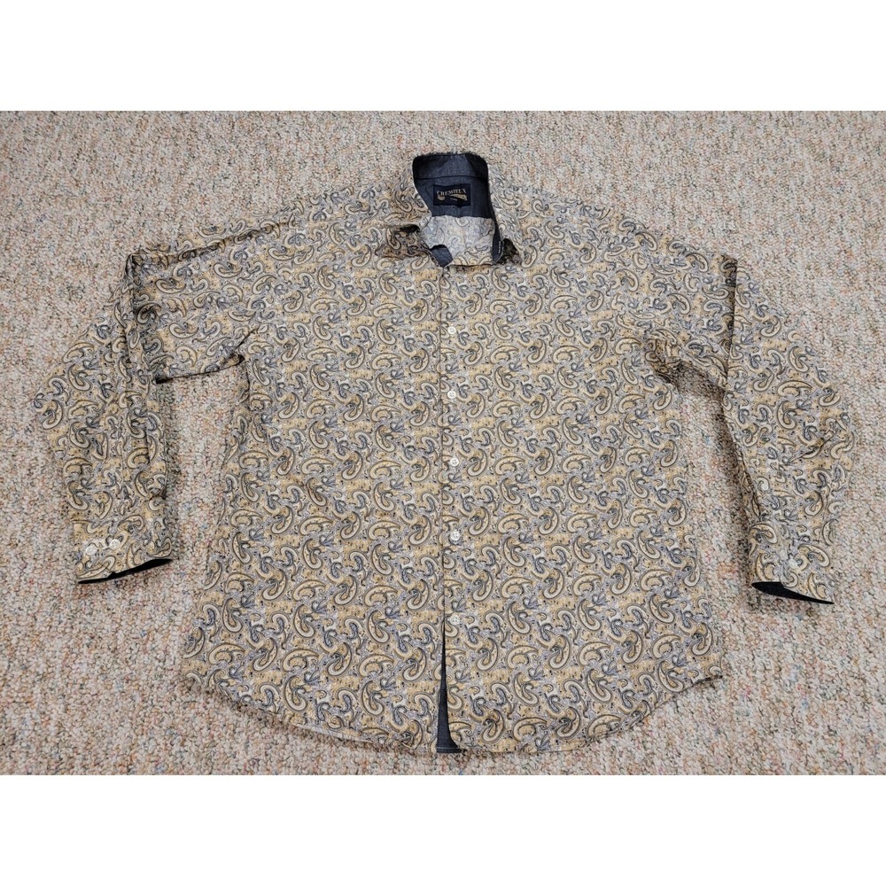 Cremieux Shirt Mens Large Paisley All Over Print Button Up Long Sleeve Cotton